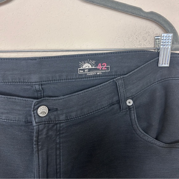 Faherty Mens Stretch Terry 5-Pocket Black Casual Pants | 42 - Picture 6 of 12